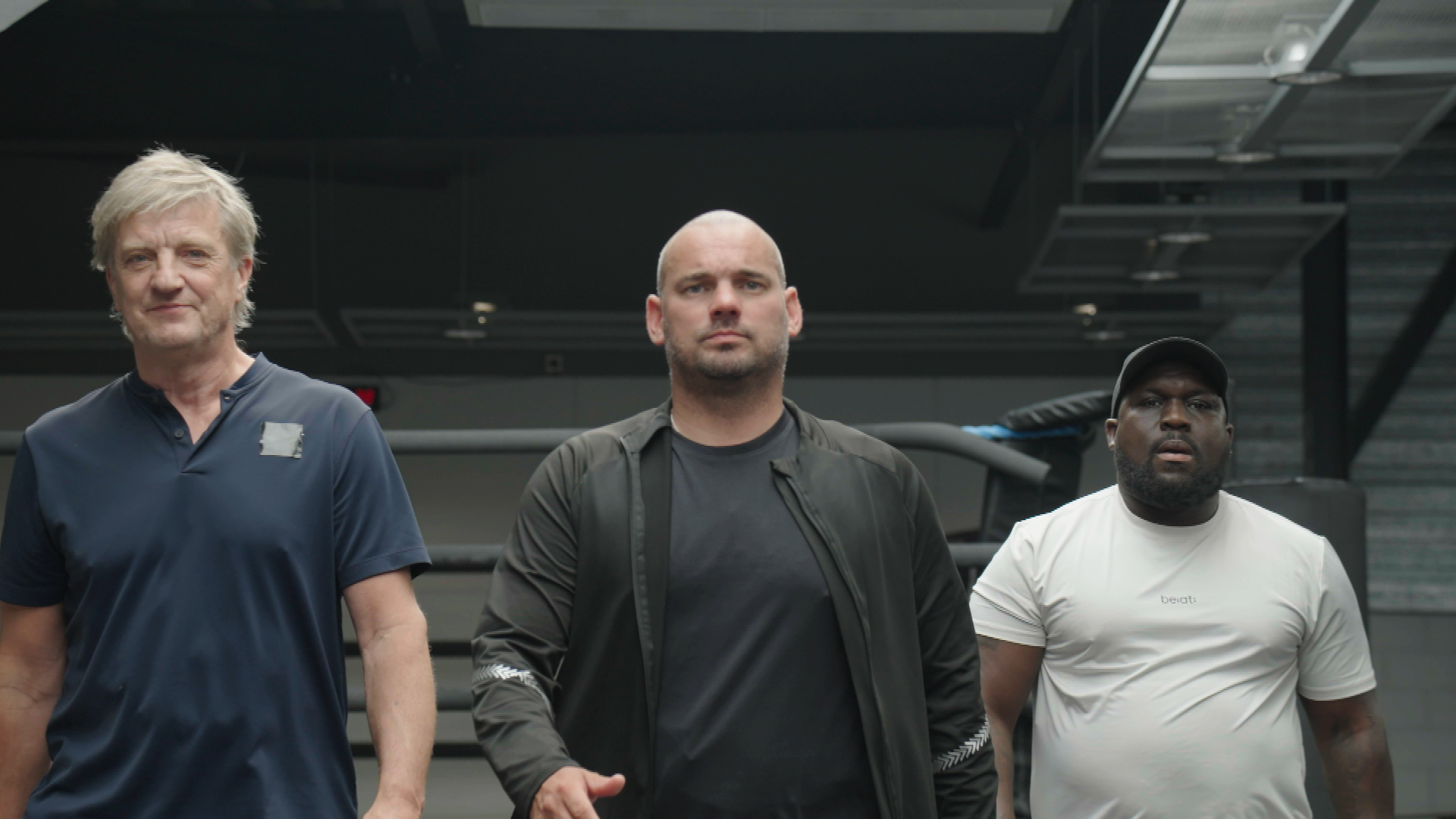 v.l.n.r. Wim Kieft, Wesley Sneijder en Royston Drenthe